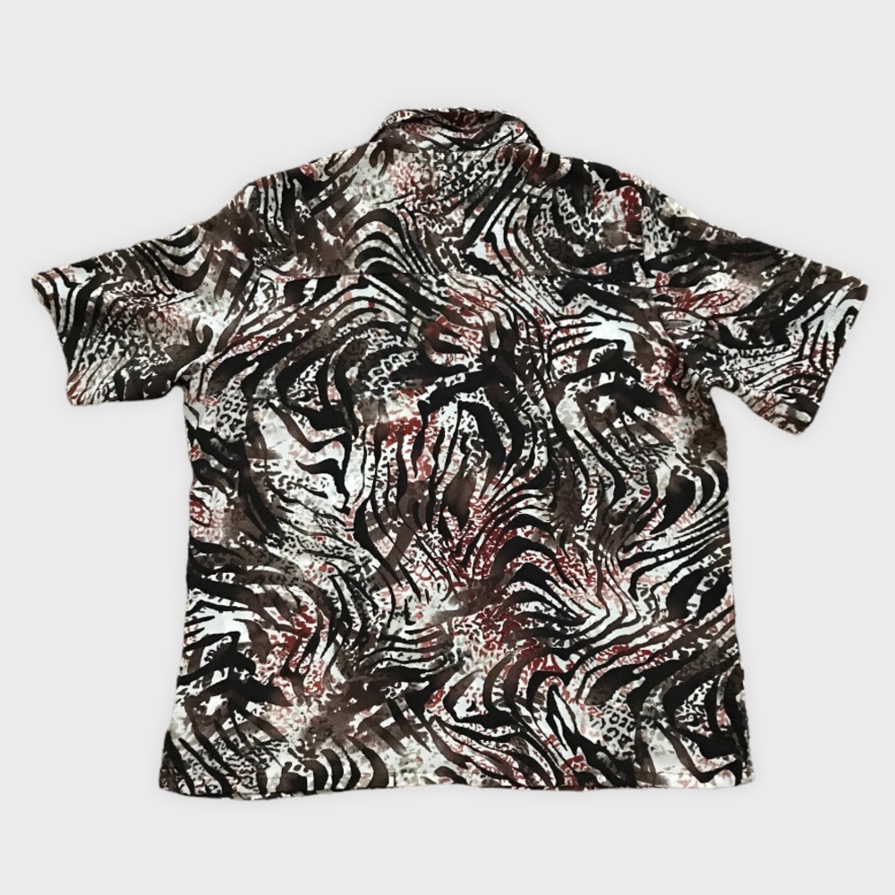 Vintage Abstract Zebra Print Button Down Shirt - image 3